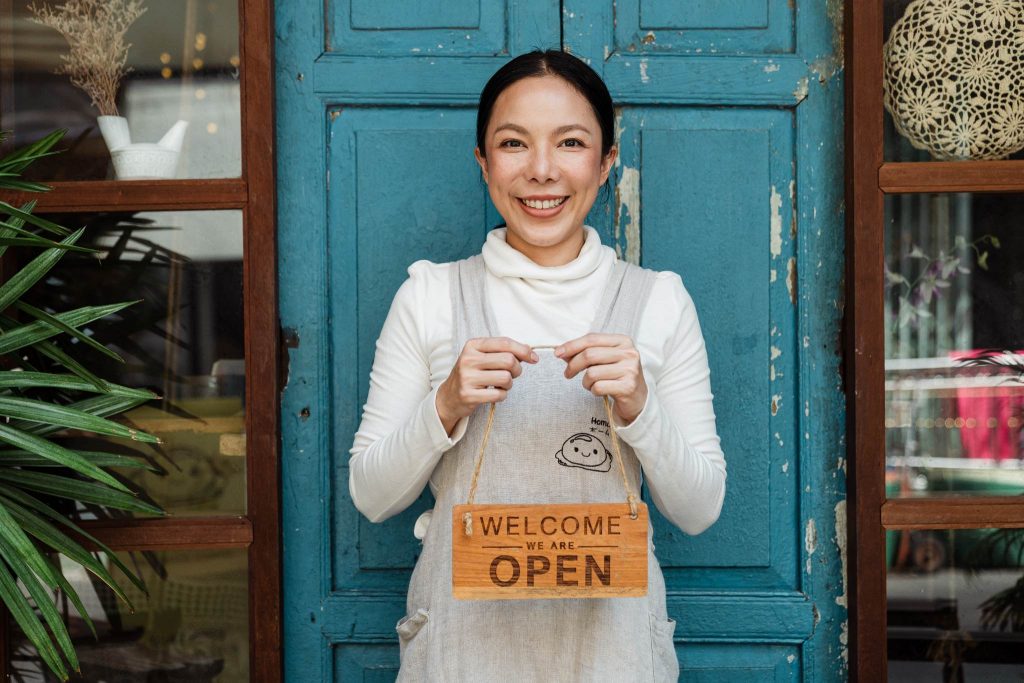 shop owner open sign for your beauty salon